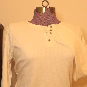 Vintage early 90s Classic Elements Petite Cream Longsleve Henley